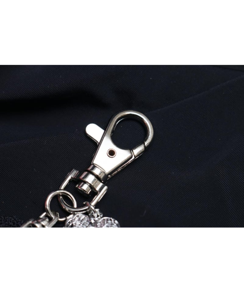 Hiina Rose】／スワロフスキー×ブラックスカル・リールキーホルダー