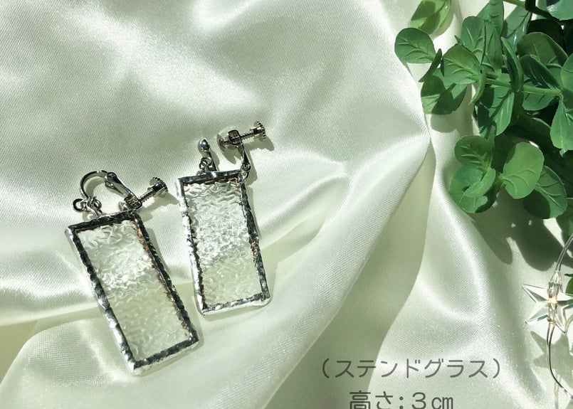 13 ステンドグラスイヤリング クリア | MIYA with ガラス工房まるみや