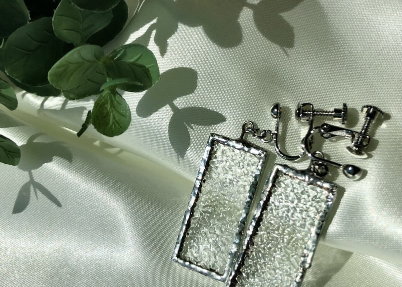 13 ステンドグラスイヤリング クリア | MIYA with ガラス工房まるみや