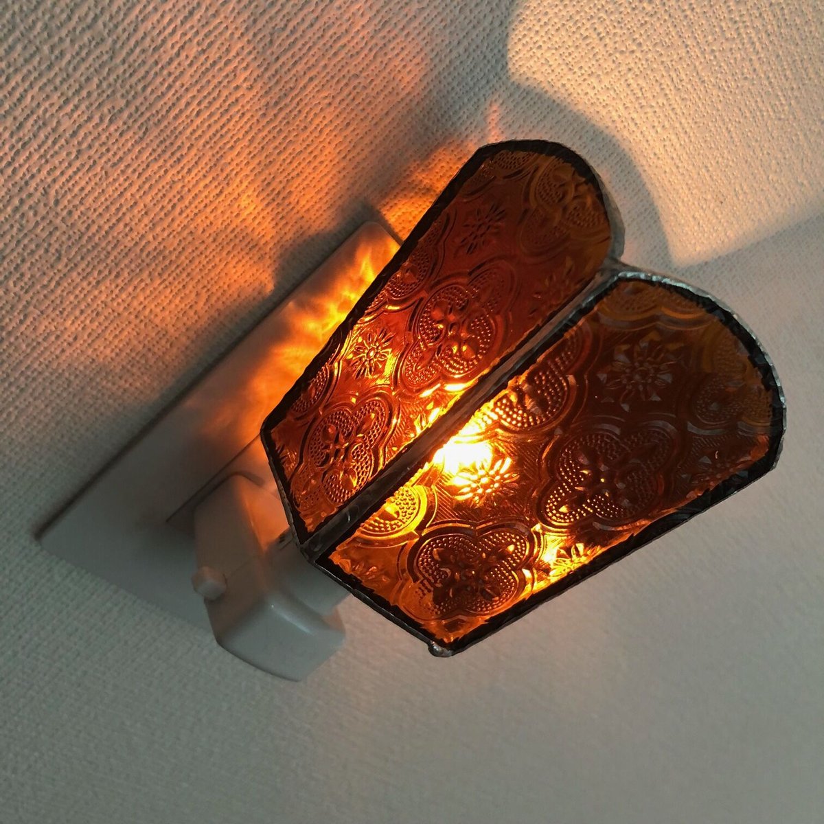 フットランプ #7 ステンドグラス アンバー（琥珀） おやすみ