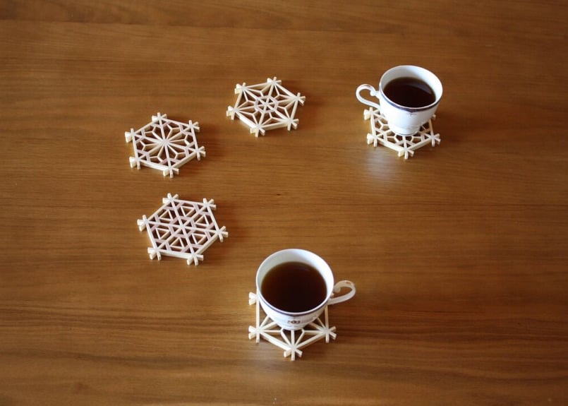 三ツ組手コースター 意匠：星形亀甲 | 指勘建具工芸 sashikan