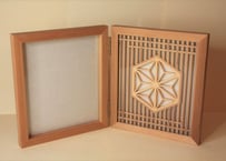 【受注生産】六角形組子入り写真立て（格子あり）　意匠：麻の葉