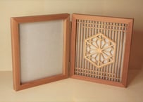 145 ❣️特価！値段交渉OK❣️麻の葉組子入り ２枚一組 木製額縁 145 麻の葉組子入り 2枚一組 木製額縁