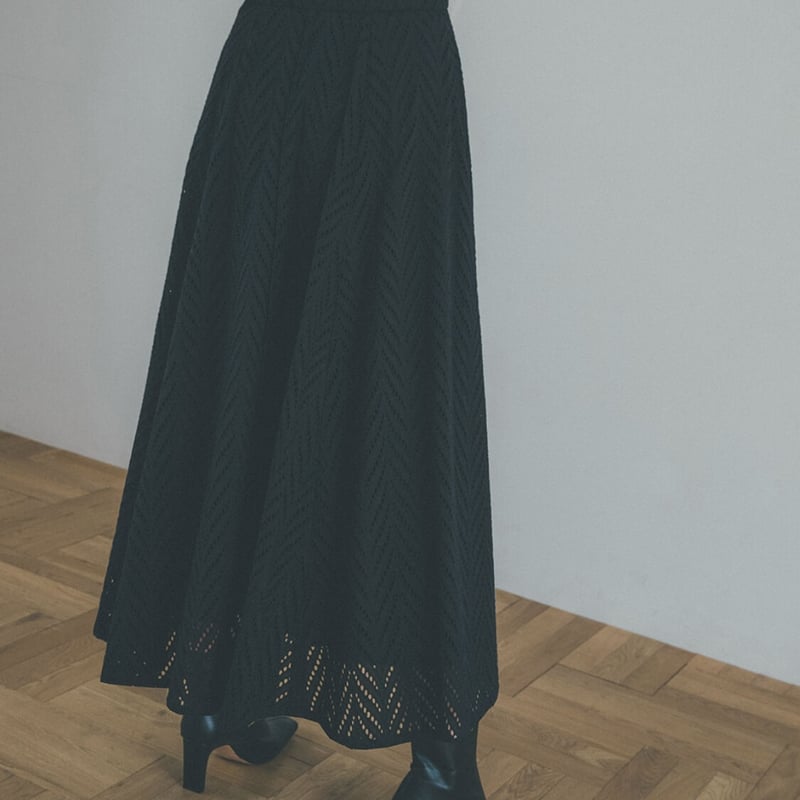 CUT EMBROIDERY FLARE SKIRT / CLANE /クラネ
