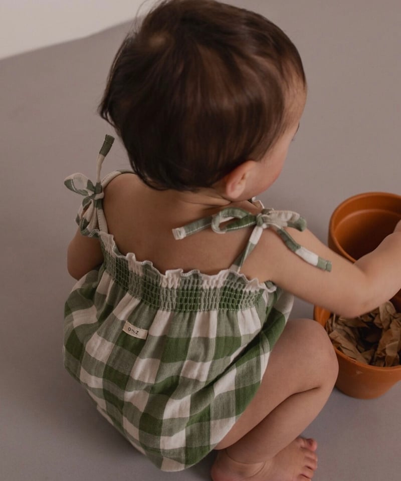 organic zoo - Dill Gingham Spaghetti Bodysuit |