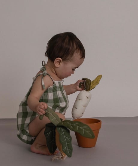 organic zoo - Dill Gingham Spaghetti Bodysuit