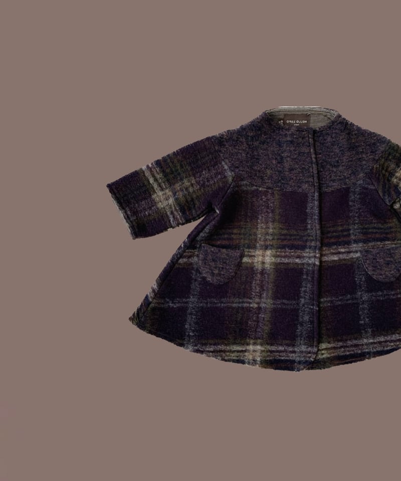 HELLO LUPO - Bell coat / purple check (6-7y siz