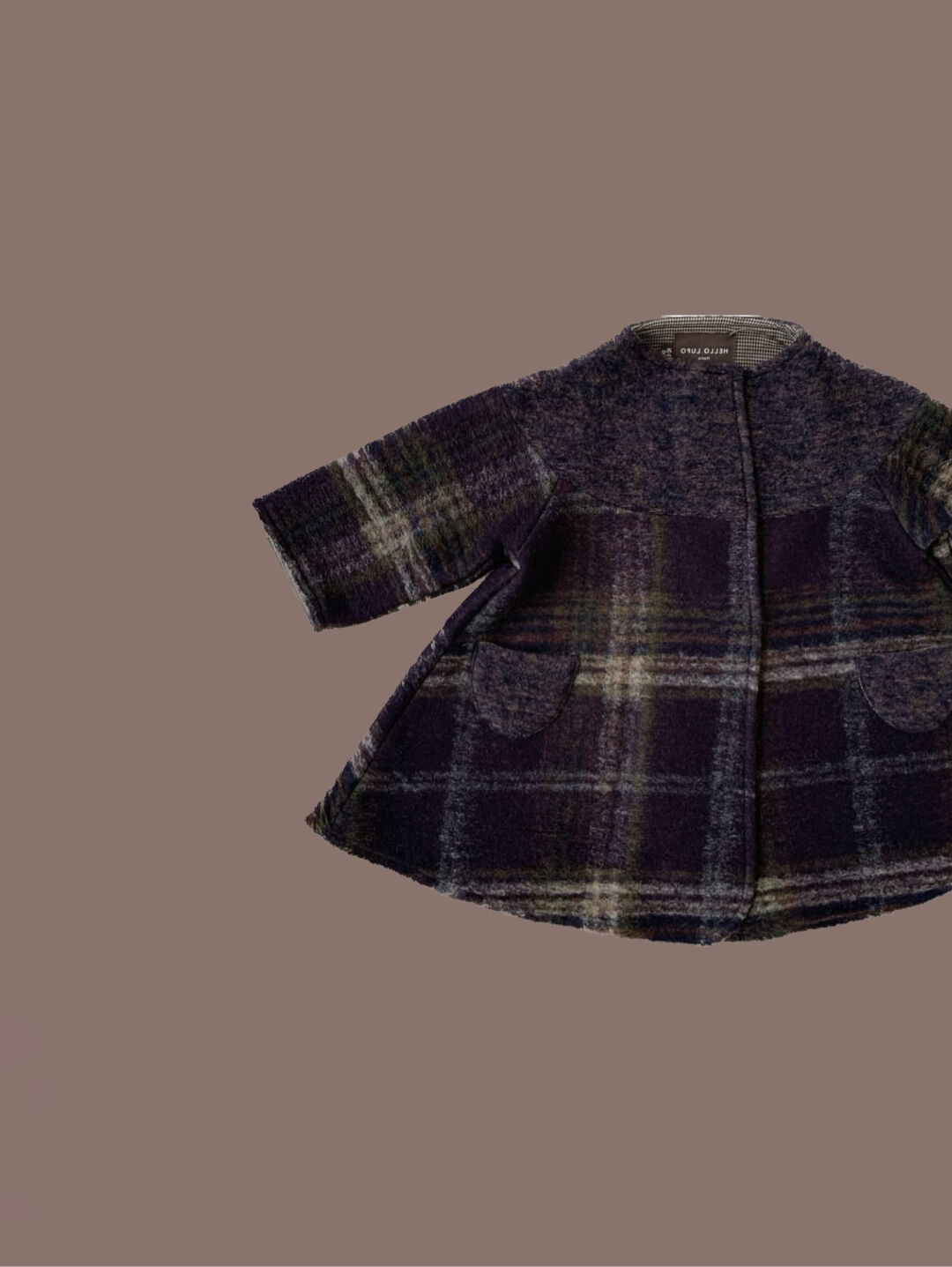 HELLO LUPO - Bell coat / purple check (6-7y siz