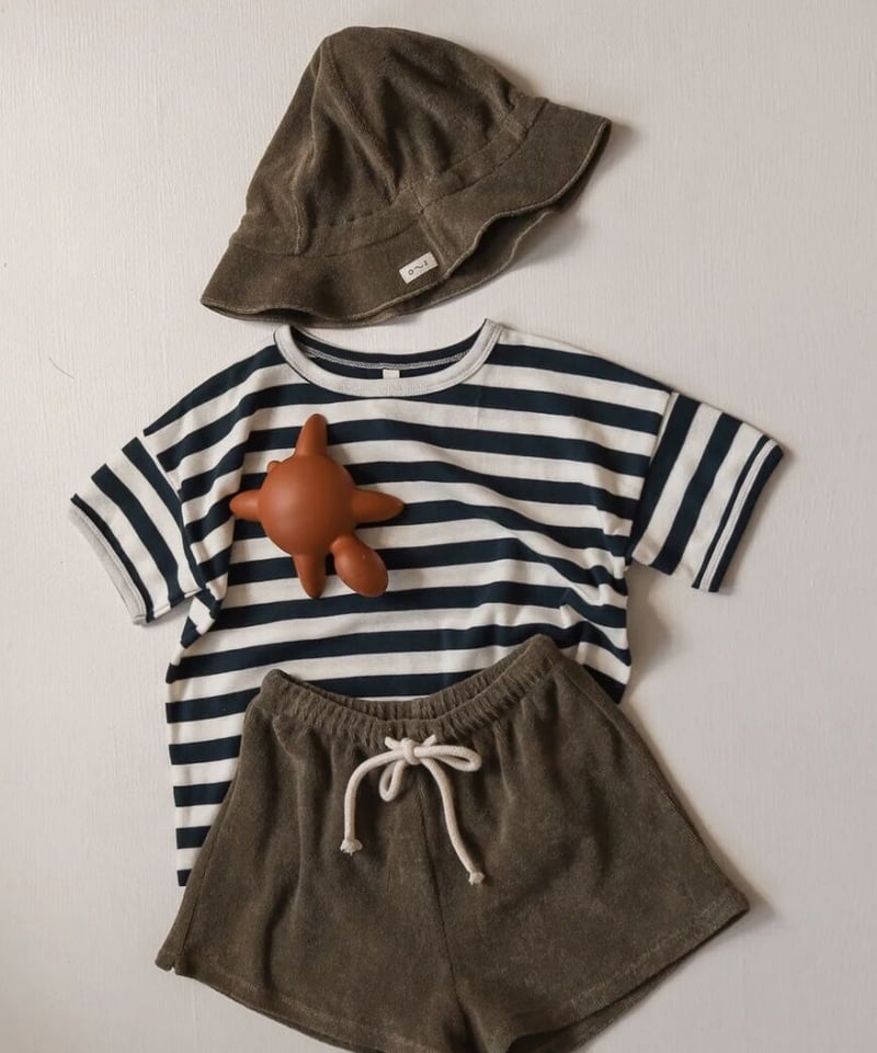 【新品】organic zoo Olive Terry setup 3-4y Olive Garden Suit With Contrast Feet | Organic Zoo