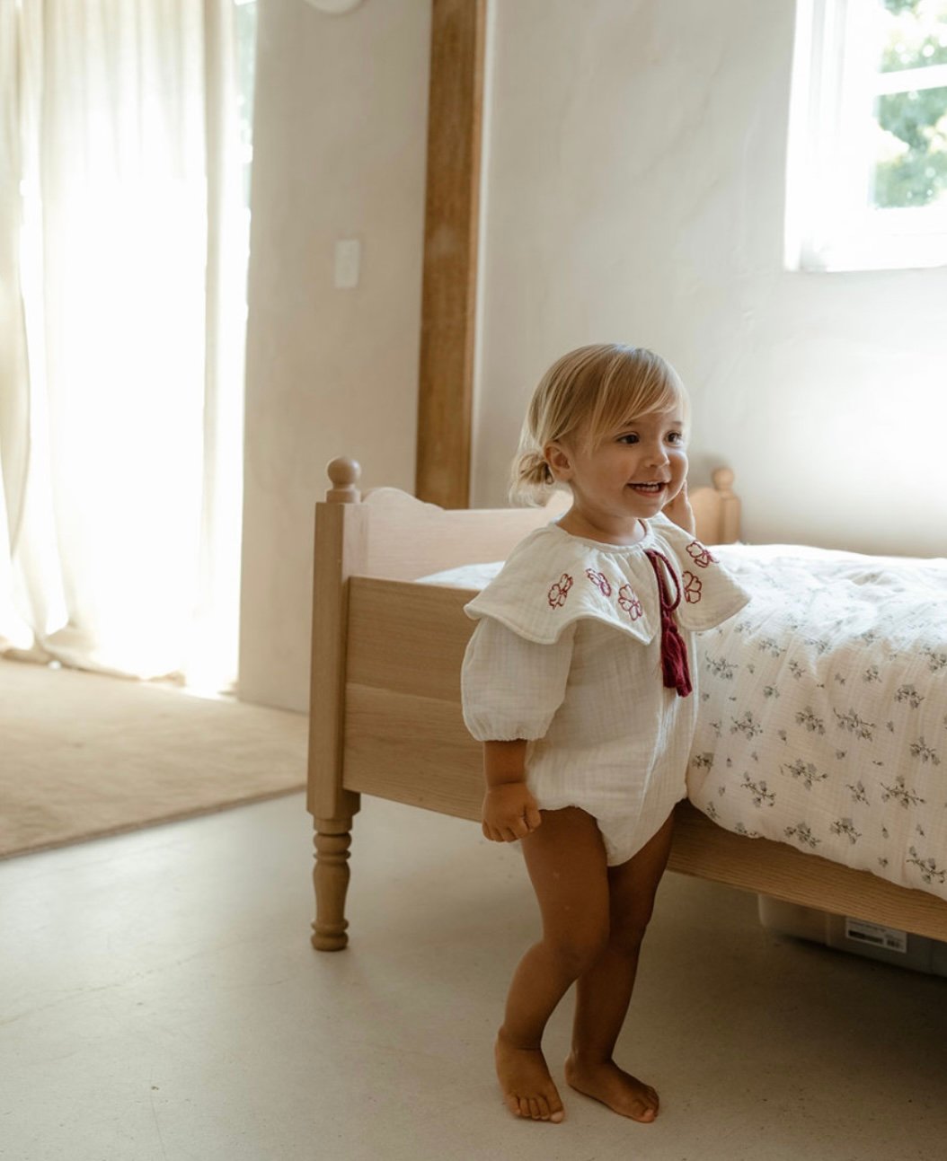 son and daughter - Madera Embroidery Romper | U