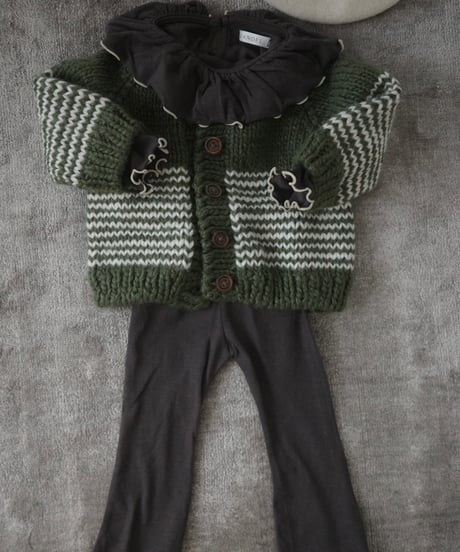 THE BLUEBERRY HILL - Stripe Cardigan  Moss/Cream