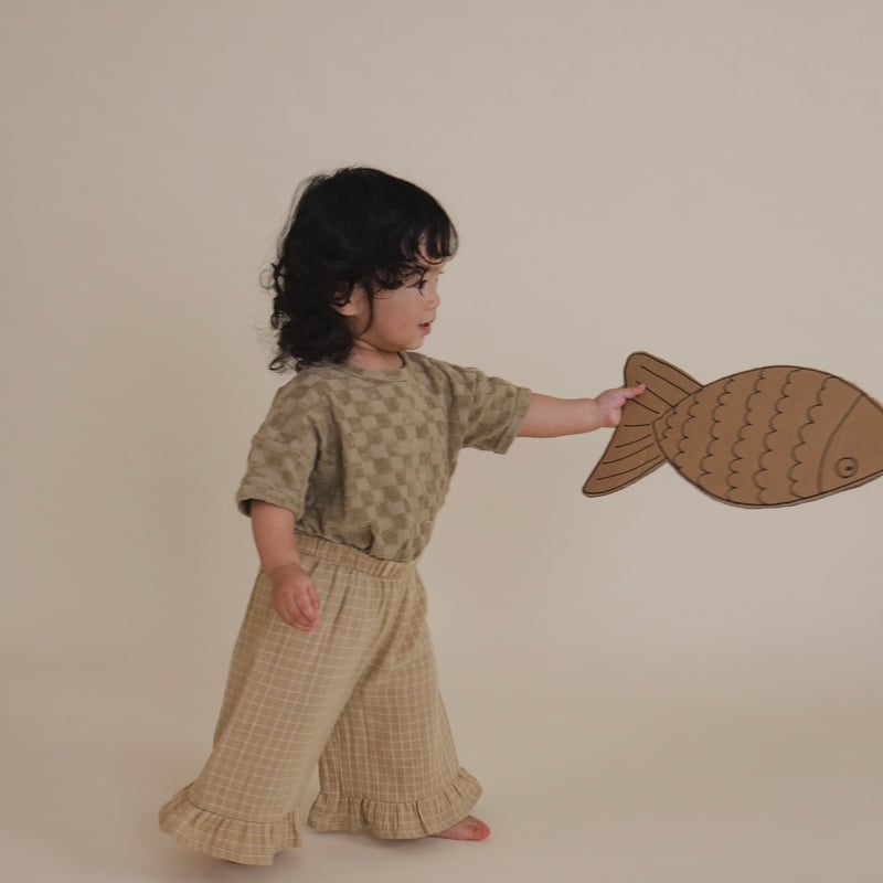organic zoo Gingham Frill Culottes 1〜2y organic zoo】Grid Check Frill Culottes Wheat パンツ 1-2Y,2