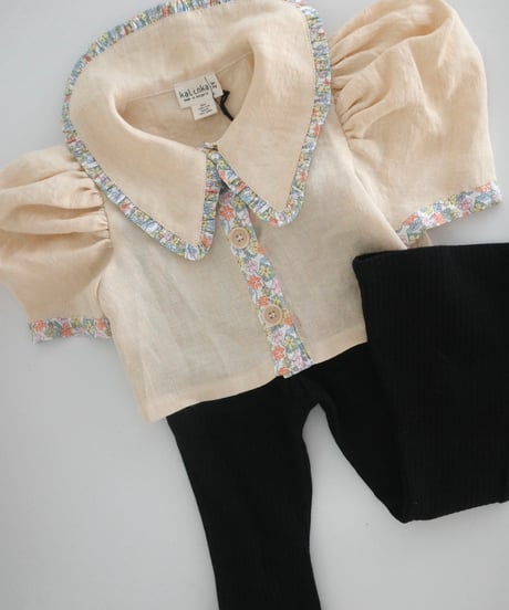 Kalinka - Swan Shirt Latte/Yellow flowers