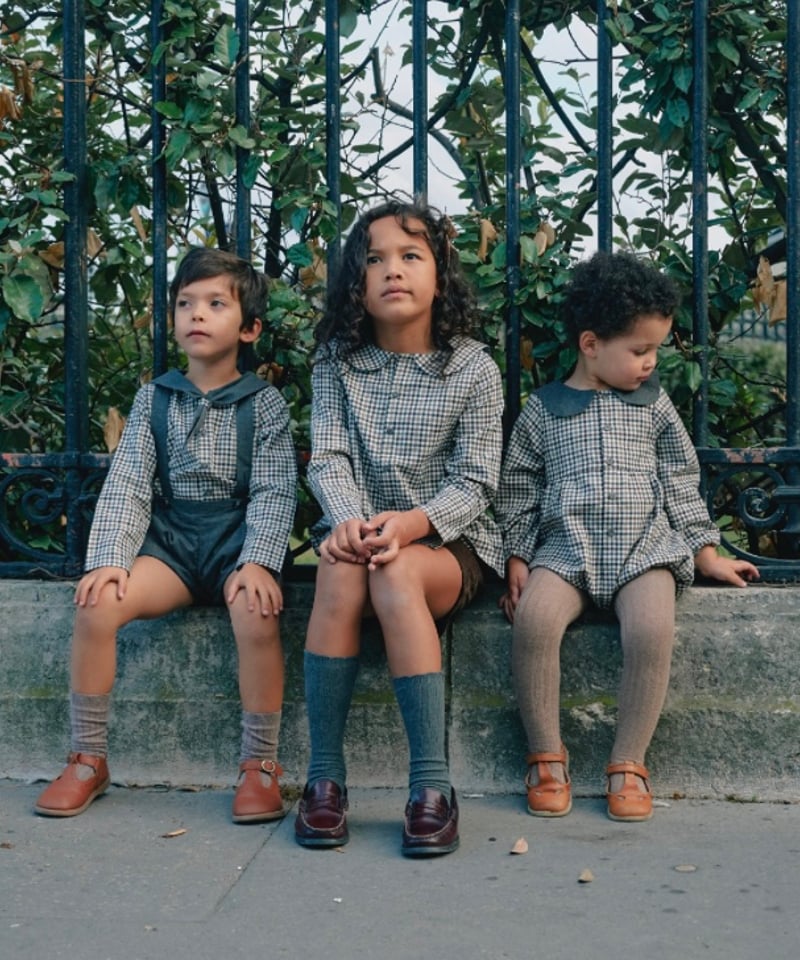 予約販売商品】 Maison Marelle - Romper BAC- gingham b