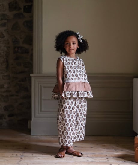 Little Cotton Clothes - Molly Trousers Jaipur Floral in Tea Rose