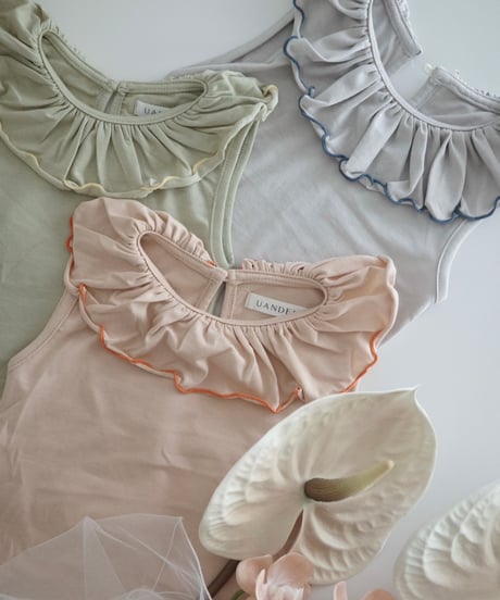 【予約商品】UANDEL - mellow collared tank tops(salmon pink)