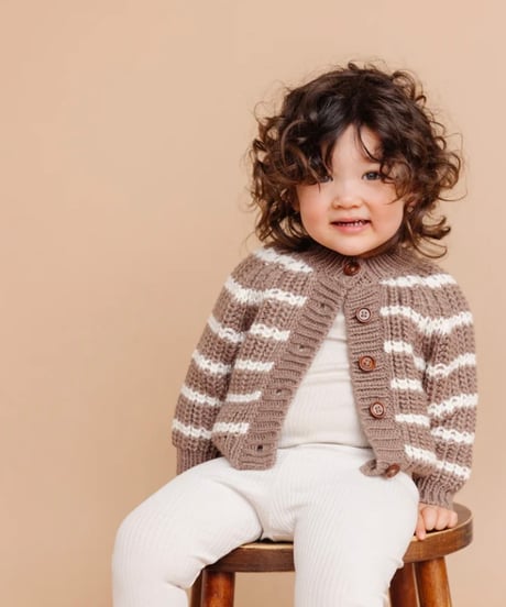THE BLUEBERRY HILL - Rib Knit Stripe Cardigan  Tan