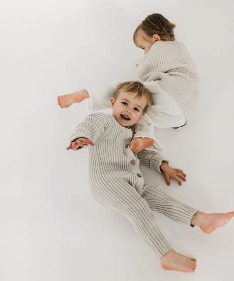OAT - ‘ Gray Marle ‘ Ribbed Knit Playsuit