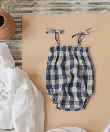 organic zoo - Pottery Blue Gingham Spaghetti Bodysuit