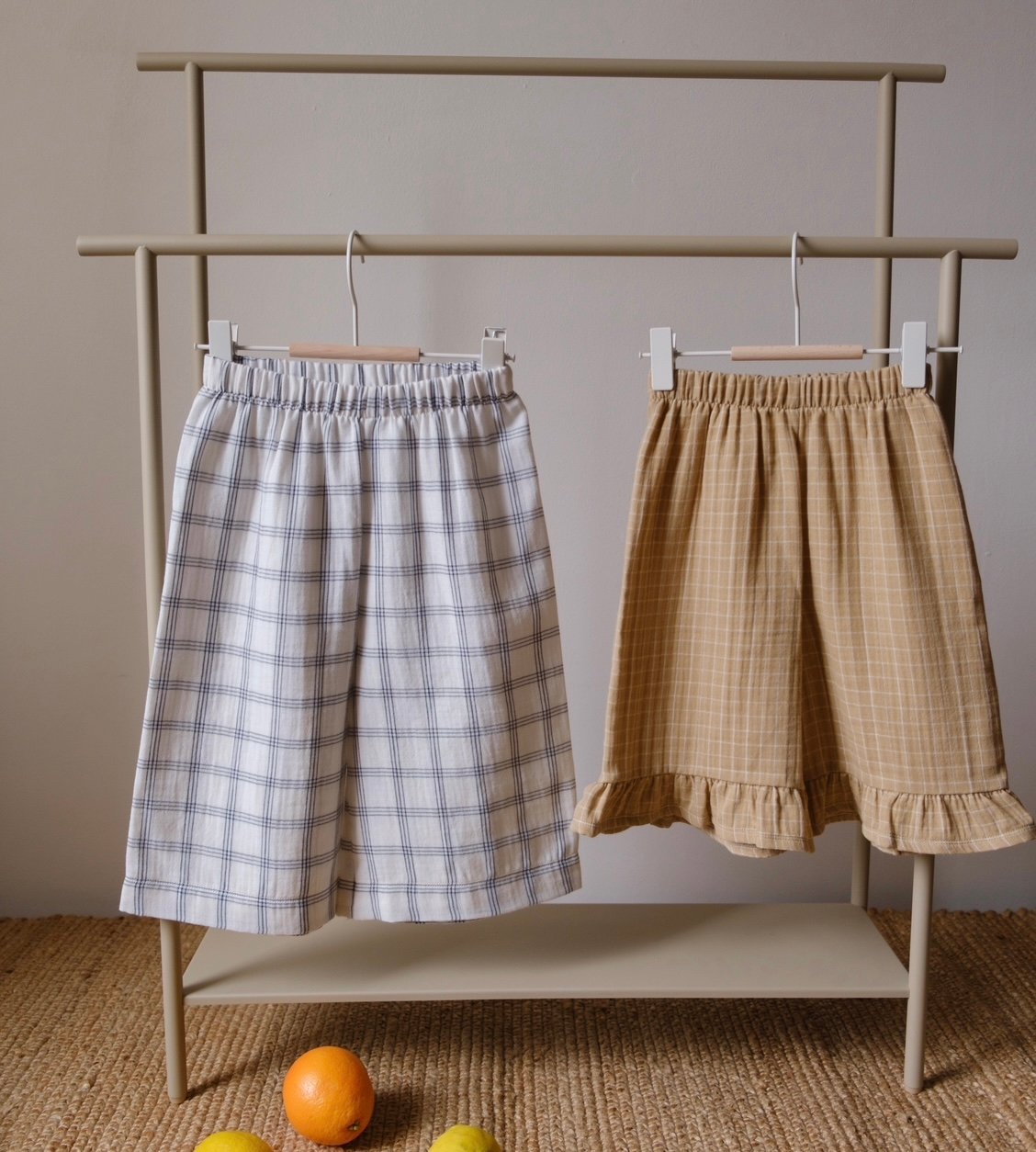 organic zoo - Grid Check Frill Culottes Wheat |