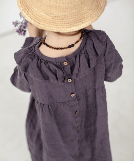 La Petite Alice- Linen Dress Ruby with Long Sleeves(6〜18m)