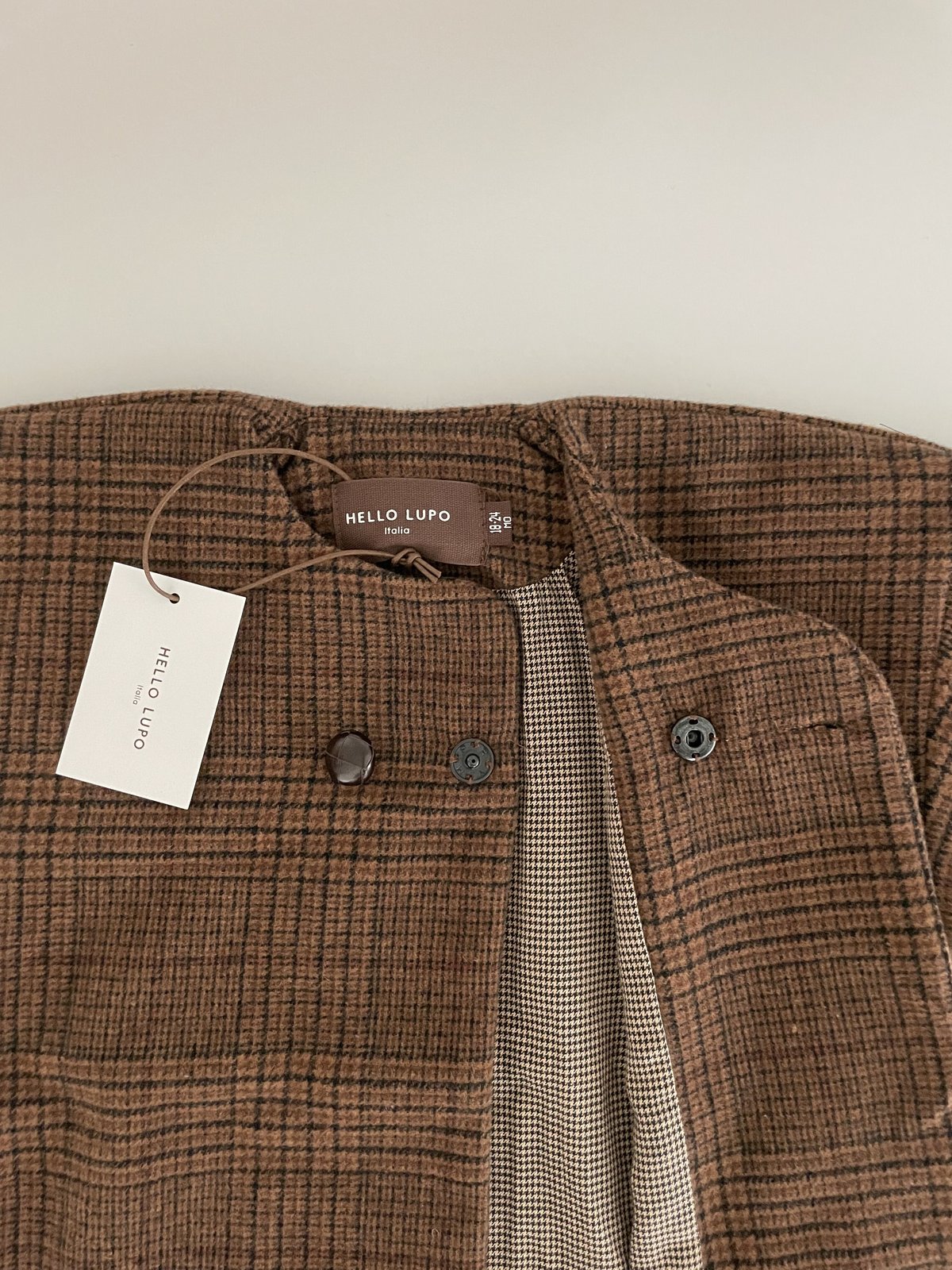 HELLO LUPO - Maru Coat / brown check (18m〜5y)