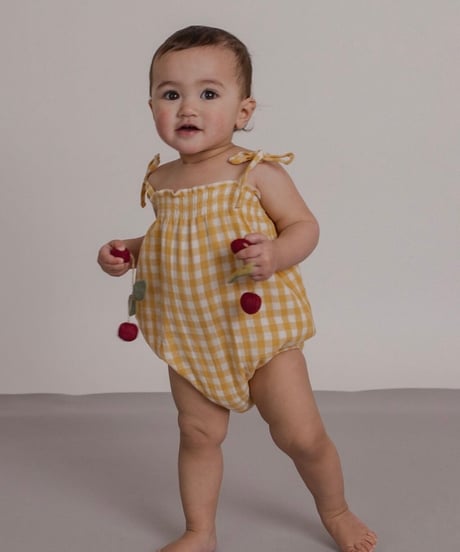 organic zoo - Honeycomb Gingham Spaghetti Bodysuit