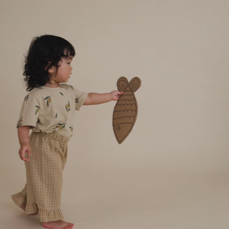 organic zoo - Grid Check Frill Culottes Wheat |