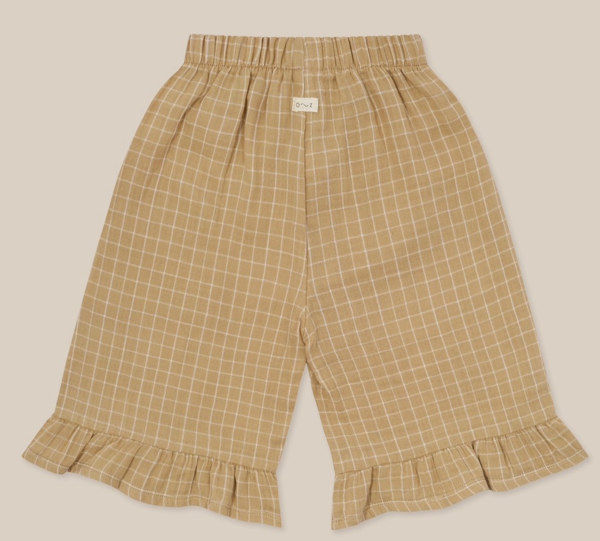 organic zoo - Grid Check Frill Culottes Wheat |