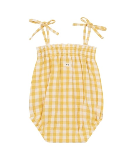 organic zoo - Honeycomb Gingham Spaghetti Bodysuit