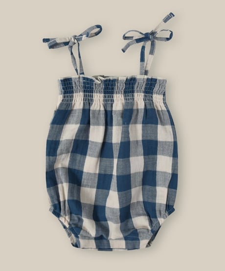 organic zoo - Pottery Blue Gingham Spaghetti Bodysuit