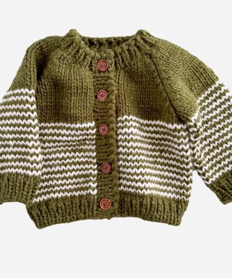 THE BLUEBERRY HILL - Stripe Cardigan  Moss/Cream