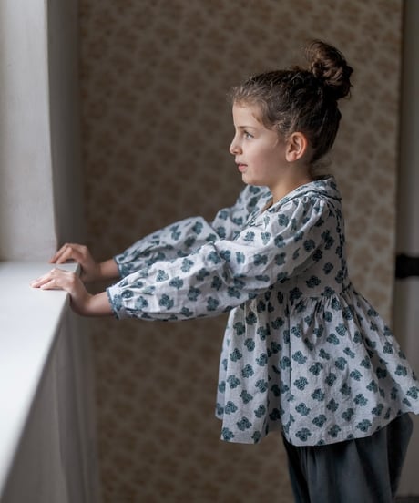 Little Cotton Clothes - Esther Blouse - Hollyhock Floral teal