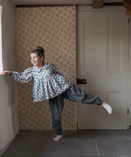Little Cotton Clothes - Esther Blouse - Hollyhock Floral teal