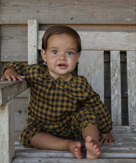 organic zoo - Blueberry Gingham Onesie