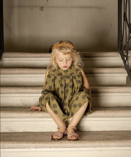 HELLO LUPO - Kumo blouse, green/ navy blue dots