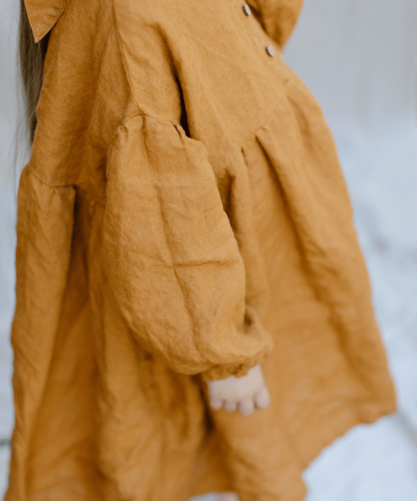 La Petite Alice- Linen Girl Dress Birdie with Bishop Sleeve(12m〜5y)