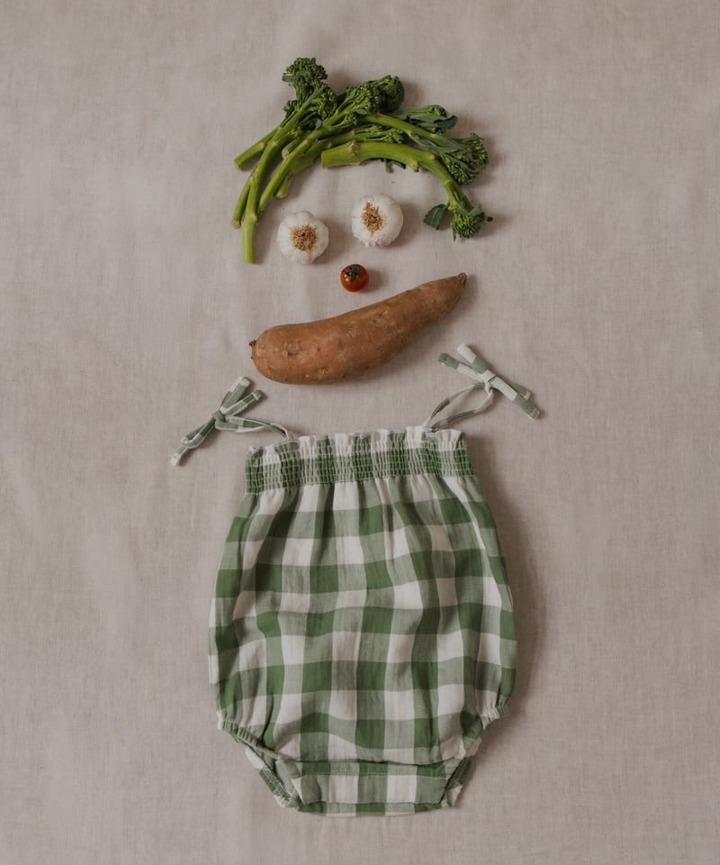 organic zoo - Dill Gingham Spaghetti Bodysuit |