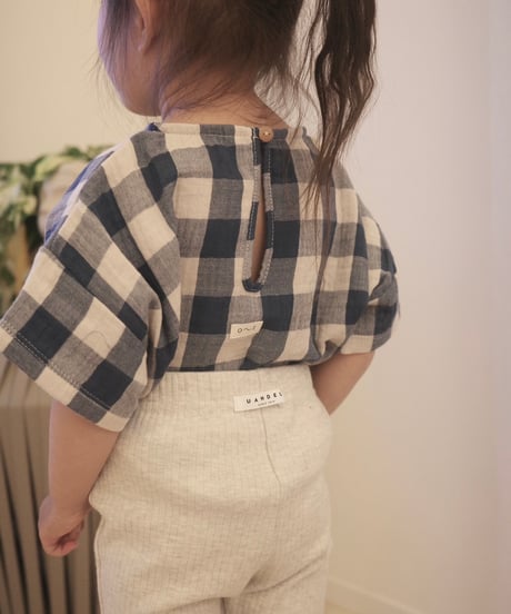 organic zoo - Pottery Blue Gingham Boxy T- Shirt送料無料