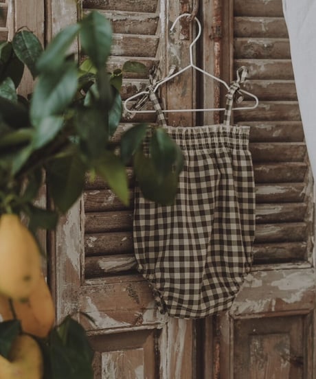 organic zoo - Olive Gingham Spaghetti Bodysuit