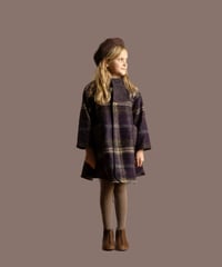 HELLO LUPO - Bell coat / purple check (6-7y size)