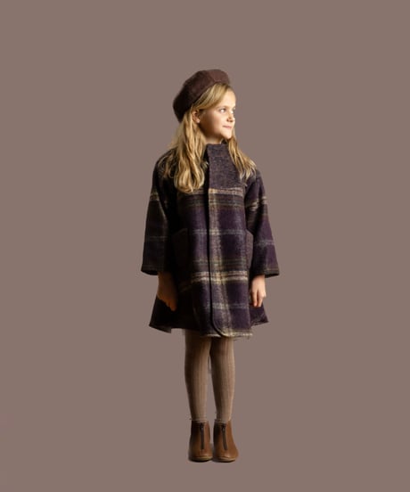 HELLO LUPO - Bell coat / purple check (2y 〜 5y size)