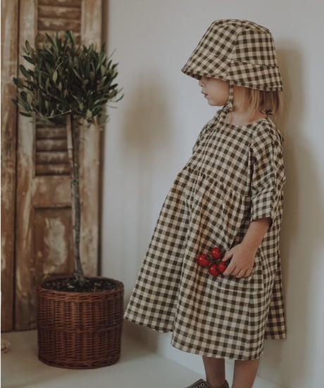 organic zoo - Olive Gingham Bucket Sun Hat