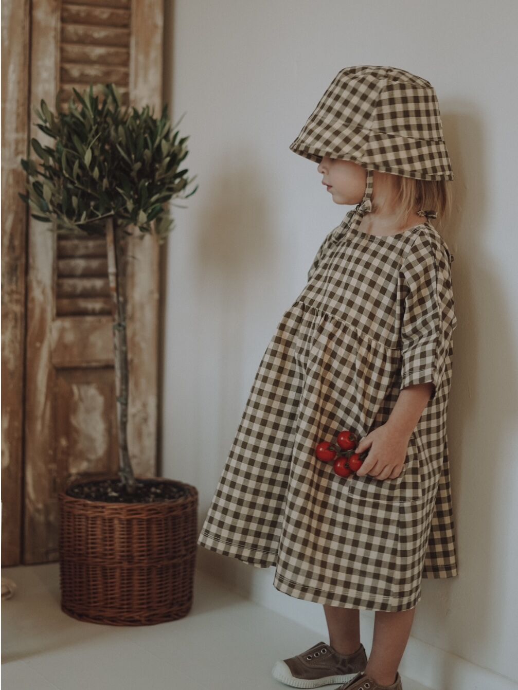 organic zoo - Olive Gingham Bucket Sun Hat | U