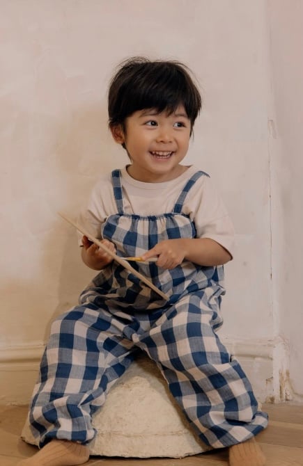 ロンパース・カバーオール organic zoo Blue Gingham Jumpsuit 1