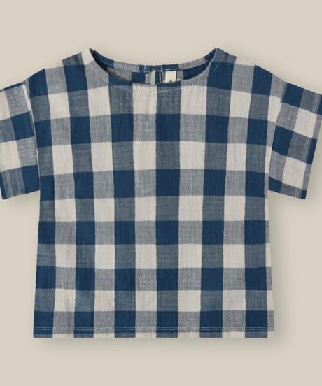organic zoo - Pottery Blue Gingham Boxy T- Shirt送料無料