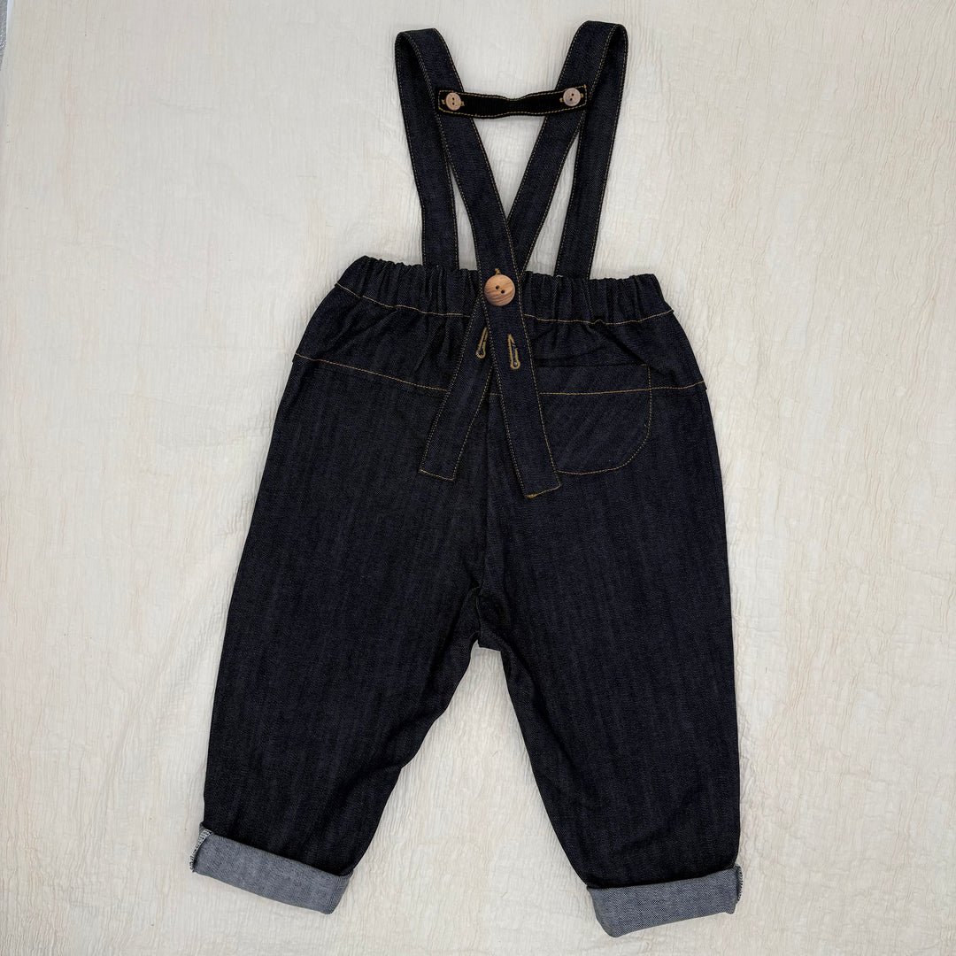 HELLO LUPO サスペンダー付きデニムパンツ HELLO LUPO - BROOKS TROUSERS - BLUE DENIM | UANDEL
