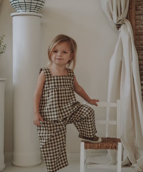 organic zoo - Olive Gingham Fisherman Pants/Pockets 送料無料