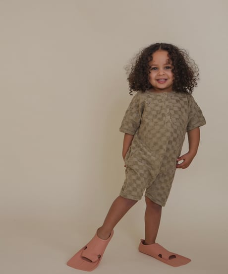 organic zoo - Dusky Checkerboard Terry Beach Romper