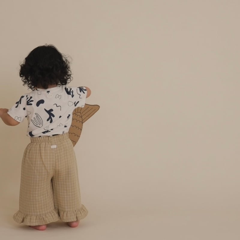 organic zoo - Grid Check Frill Culottes Wheat |
